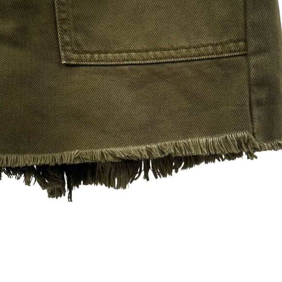 NWT Free People Jesse Army Green High Rise Button Fly Raw Hem Jean Shorts 24 - Picture 3 of 8